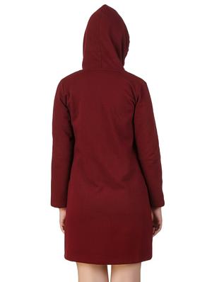 maroon fleece coatigan - 12332193 - Standard Image - 3