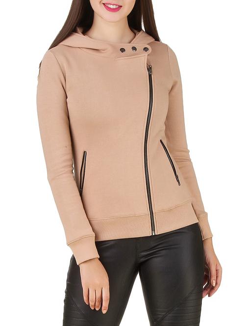 beige fleece zipper jacket - 12332198 - Standard Image - 1