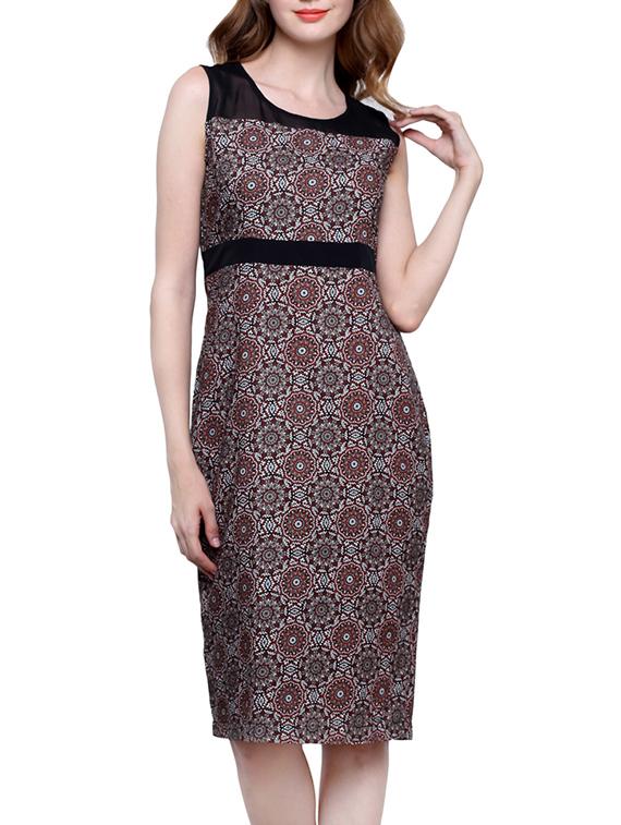 black viscose printed dress