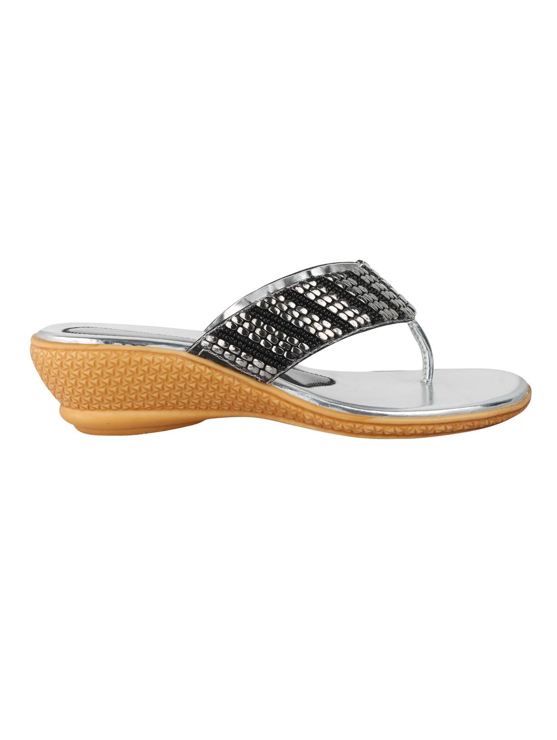 black and silver beaded leatherette sandals. - 1233612 - Zoom Image - 2