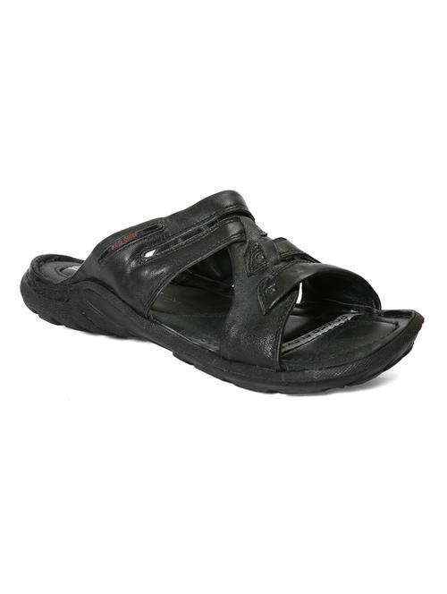black leather slip on slippers - 12337648 - Standard Image - 1