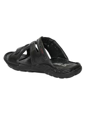 black leather slip on slippers - 12337648 - Standard Image - 3