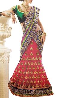 multi colored net aline lehenga - 12339096 - Zoom Image - 1