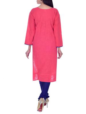 pink cotton straight kurta - 12341728 - Standard Image - 4