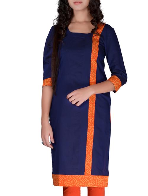 straight color block kurta - 12341972 - Standard Image - 1
