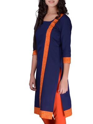 straight color block kurta - 12341972 - Standard Image - 2