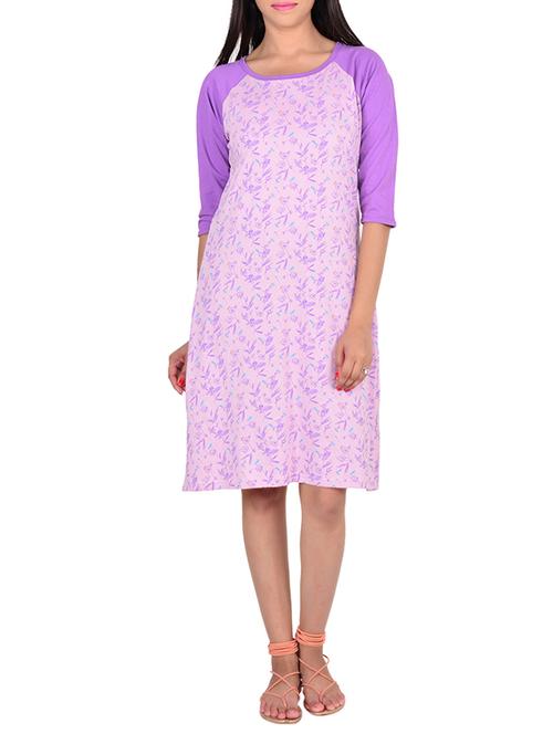 purple cotton nighty - 12342545 - Standard Image - 1