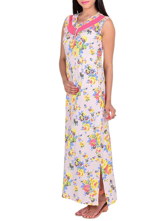 pink cotton nighty - 12342548 - Zoom Image - 2