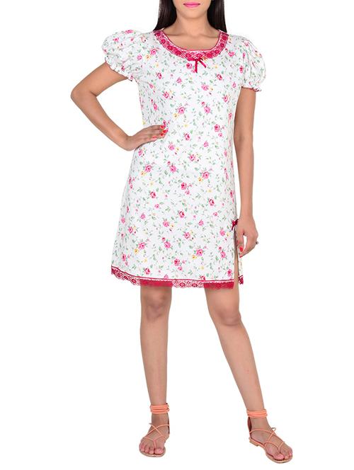 white cotton sleepshirt - 12342634 - Standard Image - 1
