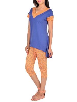 lace detail top with printed capri set - 12342638 - Standard Image - 2