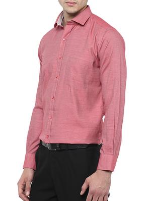 red cotton formal shirt - 12344003 - Standard Image - 2