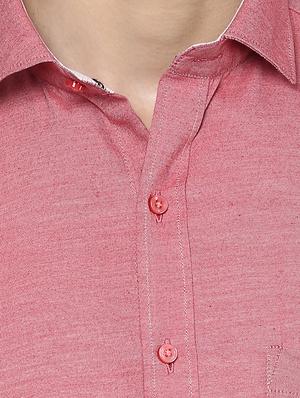 red cotton formal shirt - 12344003 - Standard Image - 4