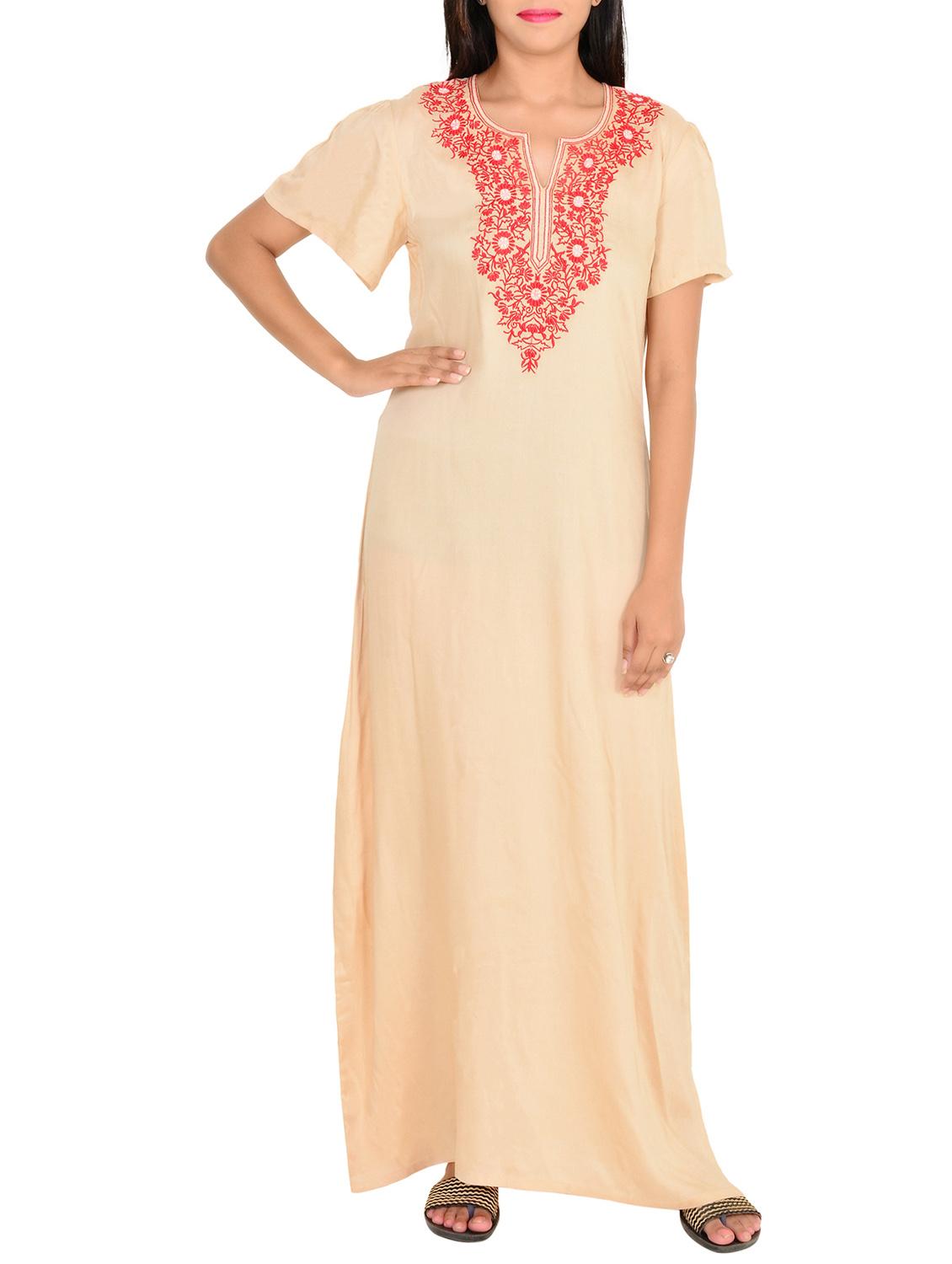 beige rayon nighty - 12344298 - Zoom Image - 1