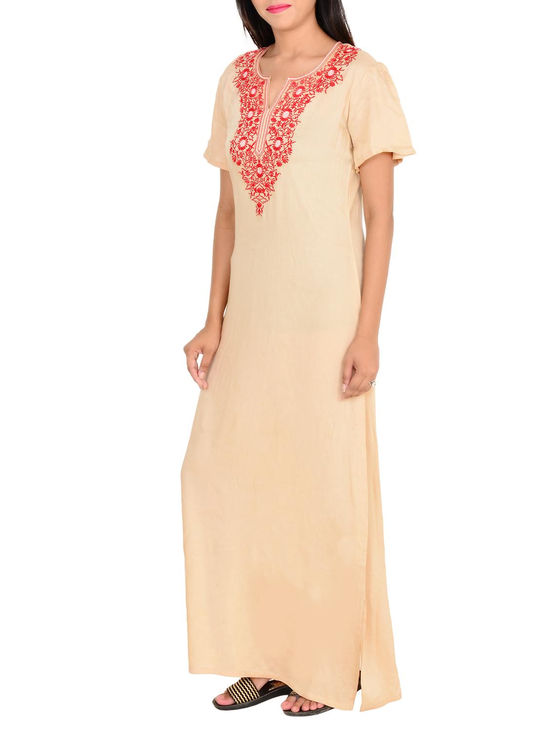 beige rayon nighty - 12344298 - Zoom Image - 2