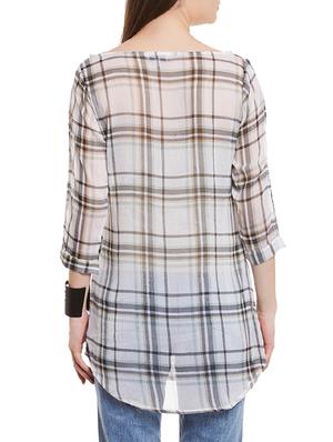 white checkered chiffon regular tunic - 12344973 - Standard Image - 3