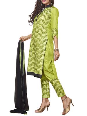 green cotton churidaar suits unstitched suit - 12346222 - Standard Image - 2