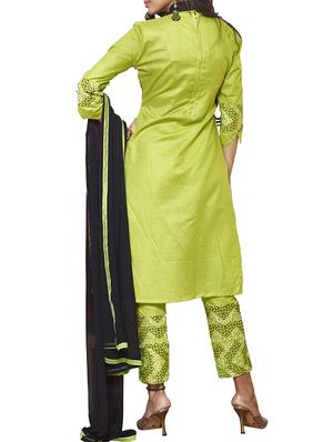 green cotton churidaar suits unstitched suit - 12346222 - Standard Image - 3