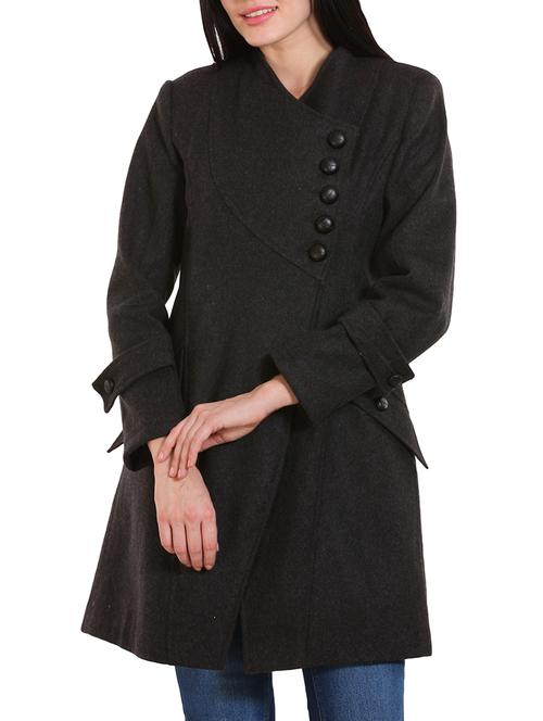black wool over coat - 12350385 - Standard Image - 1