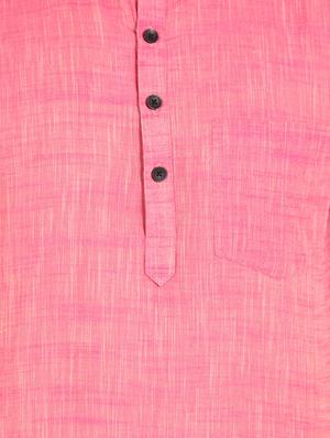 pink melange cotton kurta - 12352805 - Standard Image - 4