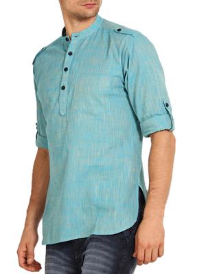 blue cotton kurta - 12352807 - Standard Image - 2