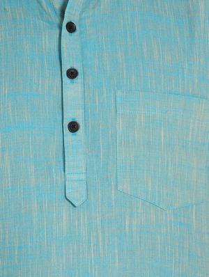 blue cotton kurta - 12352807 - Standard Image - 4