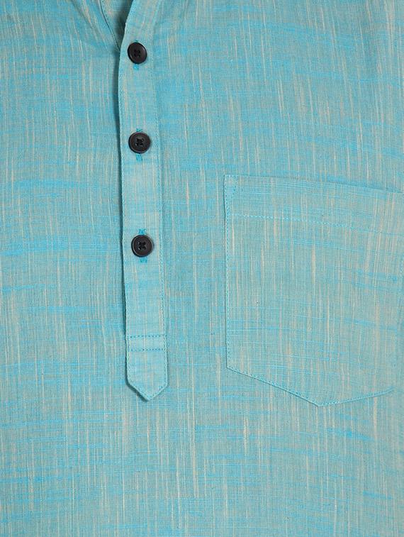 blue cotton kurta - 12352807 - Zoom Image - 4