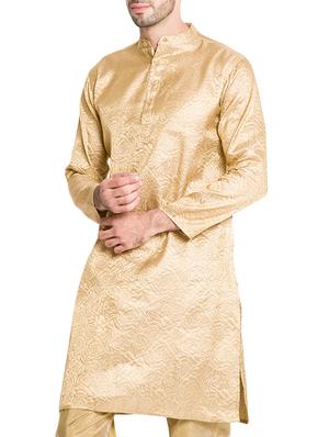 gold polyester jacquard kurta - 12352854 - Standard Image - 2