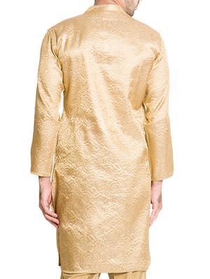 gold polyester jacquard kurta - 12352854 - Standard Image - 3