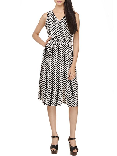 white printed crepe dress - 12354126 - Standard Image - 1