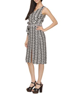 white printed crepe dress - 12354126 - Standard Image - 2