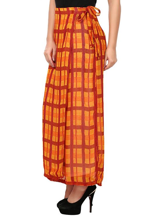 orange polyester wrap skirts - 12355853 - Zoom Image - 2