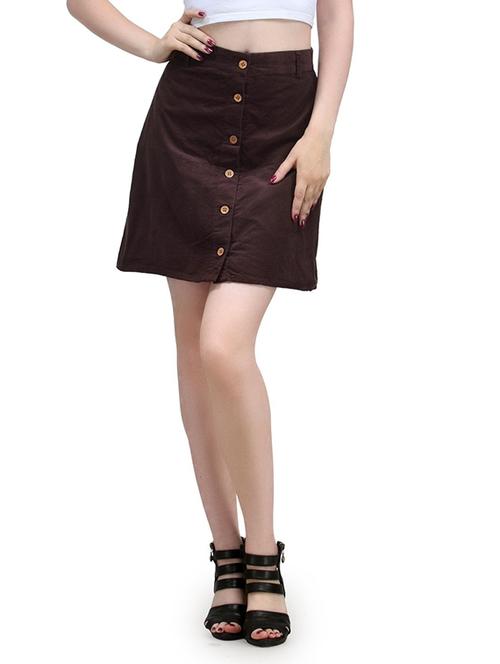 brown cotton aline skirts - 12355854 - Standard Image - 1