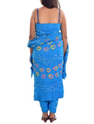 blue cotton unstitched dress material - 12362738 - Standard Image - 2