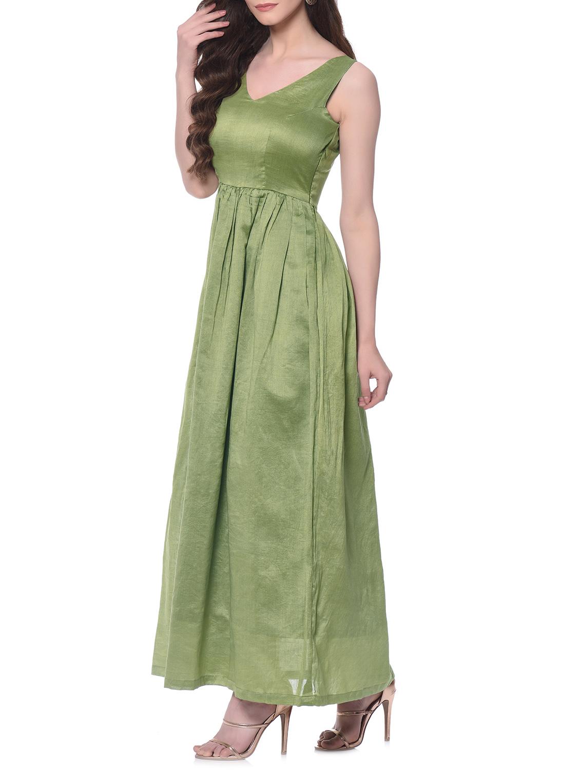 green solid sleeveless dress - 12362770 - Zoom Image - 2