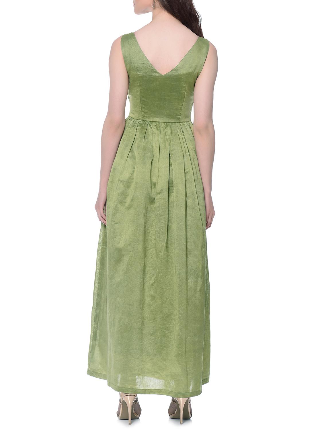 green solid sleeveless dress - 12362770 - Zoom Image - 3