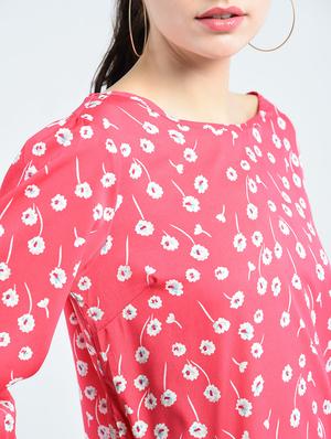 pink floral printed poly crepe regular top - 12362818 - Standard Image - 4