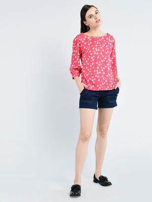 pink floral printed poly crepe regular top - 12362818 - Standard Image - 5
