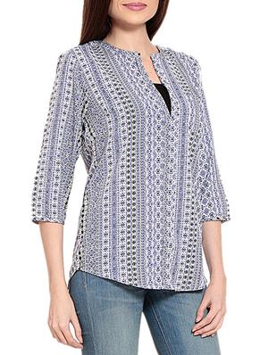 white printed crepe regular tunic - 12362820 - Standard Image - 2