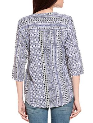 white printed crepe regular tunic - 12362820 - Standard Image - 3