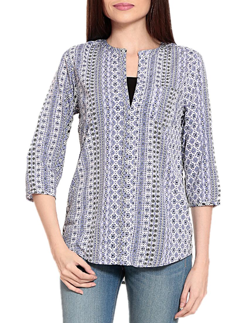 white printed crepe regular tunic - 12362820 - Zoom Image - 1
