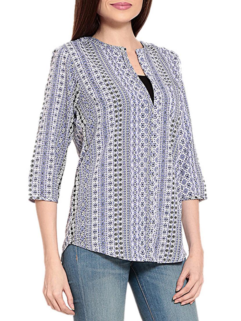 white printed crepe regular tunic - 12362820 - Zoom Image - 2