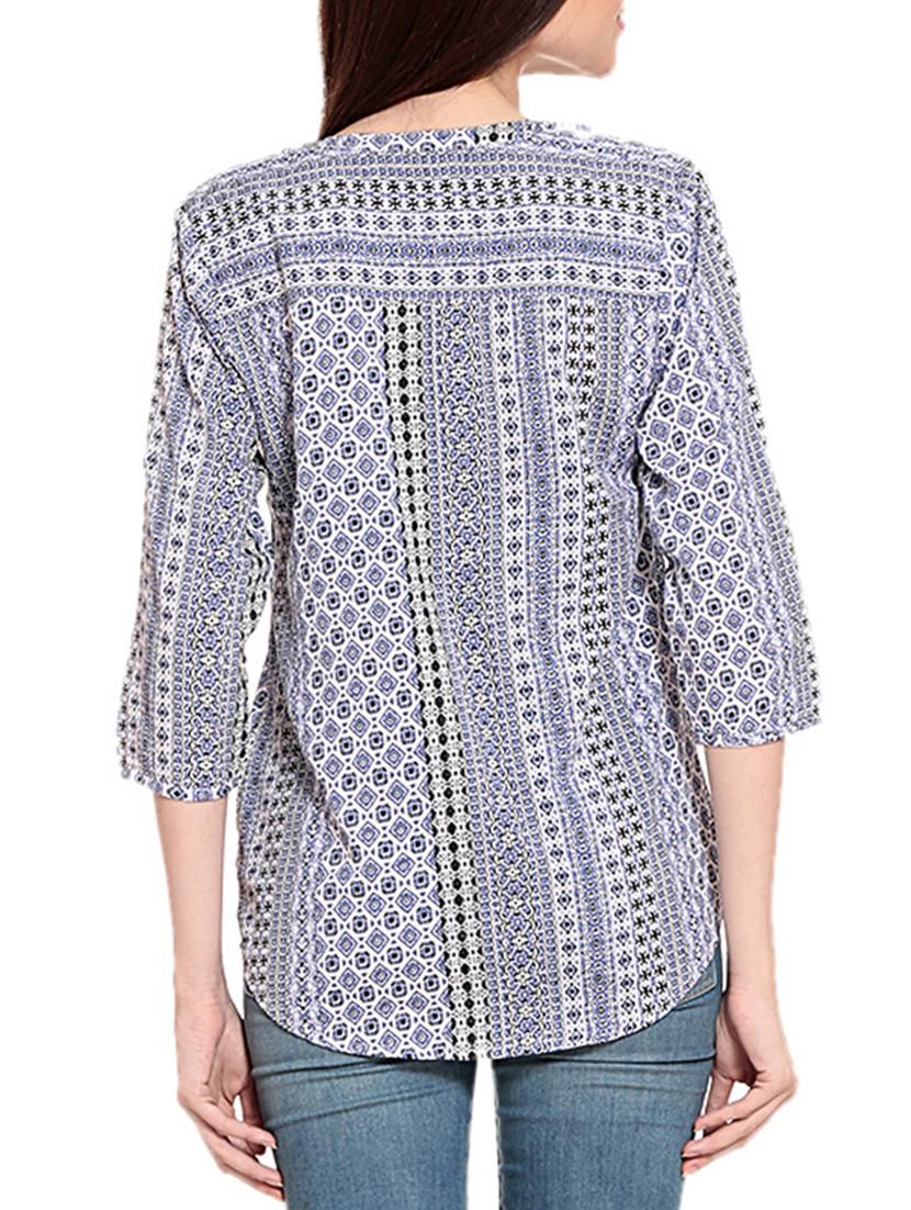 white printed crepe regular tunic - 12362820 - Zoom Image - 3