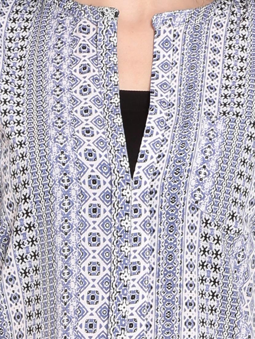white printed crepe regular tunic - 12362820 - Zoom Image - 4