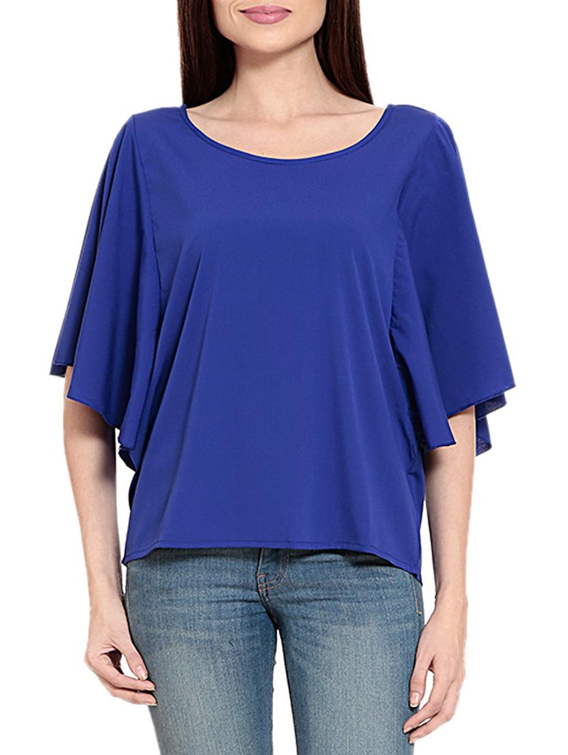 blue poly crepe regular top - 12362821 - Zoom Image - 1