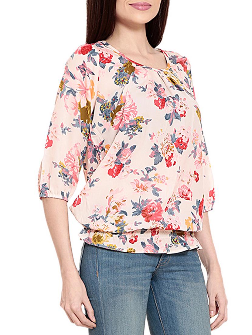 pink printed crepe blouson top - 12362912 - Zoom Image - 2