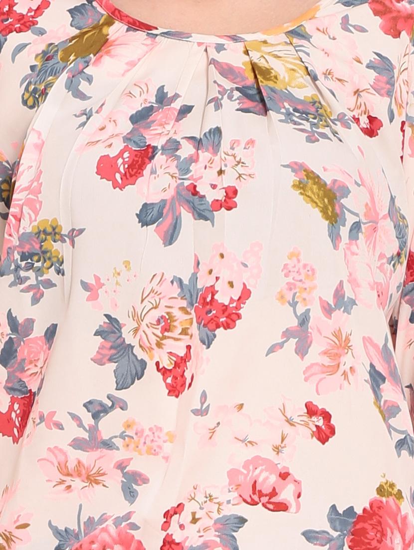 pink printed crepe blouson top - 12362912 - Zoom Image - 4