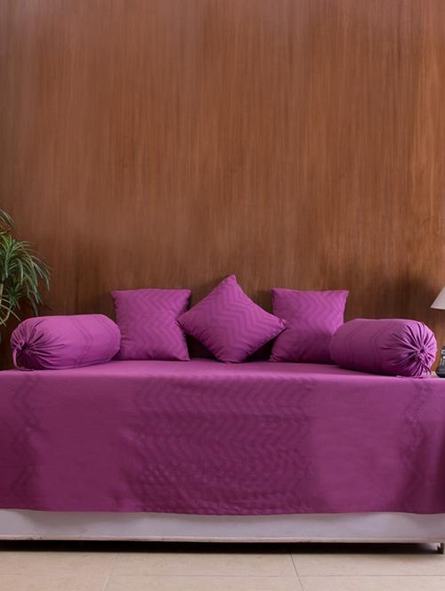 house this valley of flowers-flora 100% cotton 1 bedcover & 2 bolster covers & 3 cushion covers - purple - 12364561 - Standard Image - 1