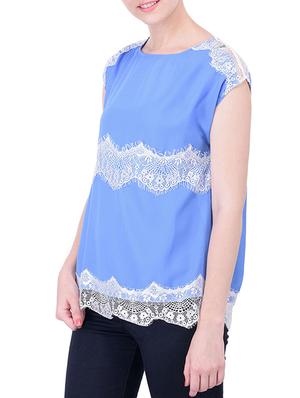 contrast lace trim top - 12365554 - Standard Image - 2