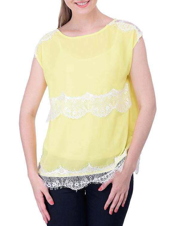 lace trim cap sleeved top - 12365555 - Zoom Image - 1