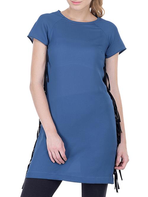 blue solid tunic - 12365653 - Standard Image - 1